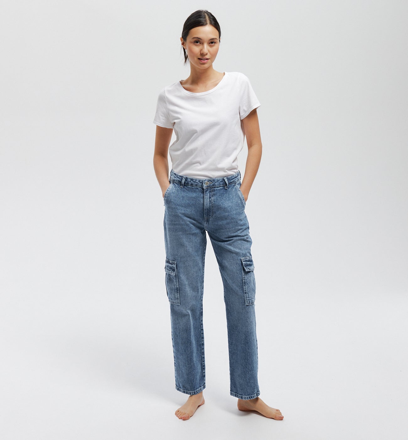 Jean cargo large Femme - Jean moyen