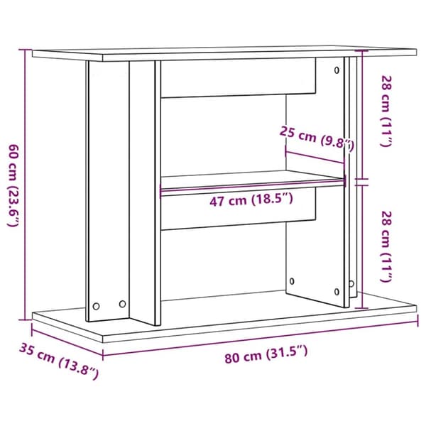 vidaXL Akvariumstativ artisan eik 80x35x60 cm konstruert tre