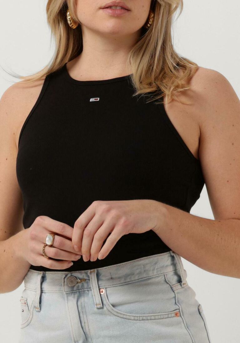 TOMMY JEANS zwarte tommy jeans top tjw essential rib tank