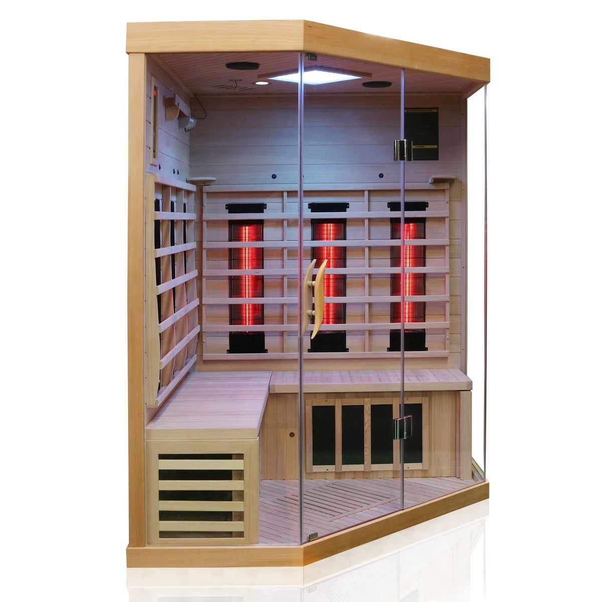 Dewello® Infraroodcabine Infraroodsauna BRANDON 140cm x 140cm incl. 6 full spectrum emitters, 3 koolstof emitters, 2 personen