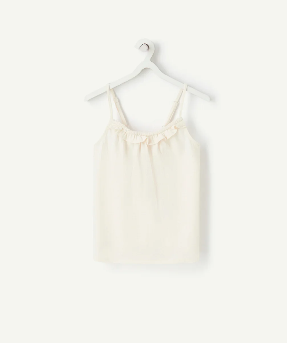 T-SHIRT À BRETELLES FILLE BLANC EN FIBRES RECYCLÉES