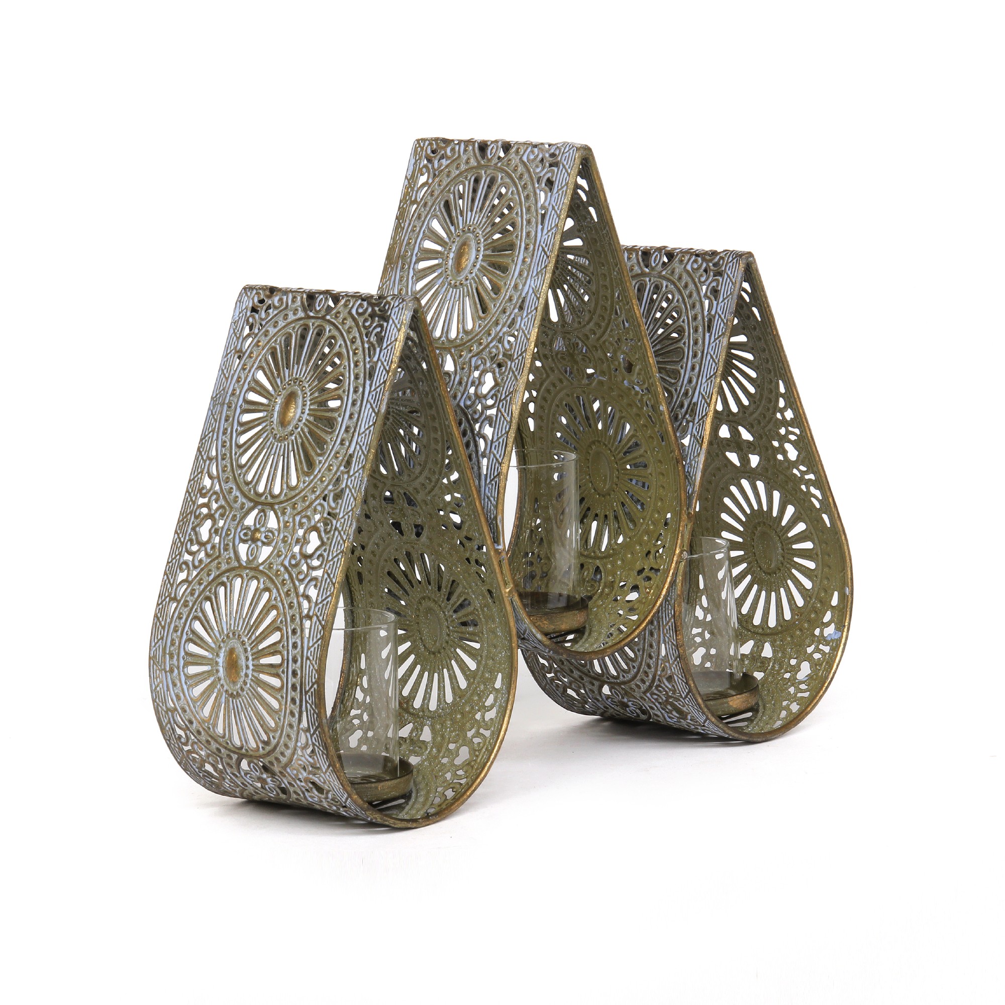 Kerzenwandhalter '3 Kerzen', bronze, T 11 cm, B 36 cm, H 30 cm von fischer's lagerhaus