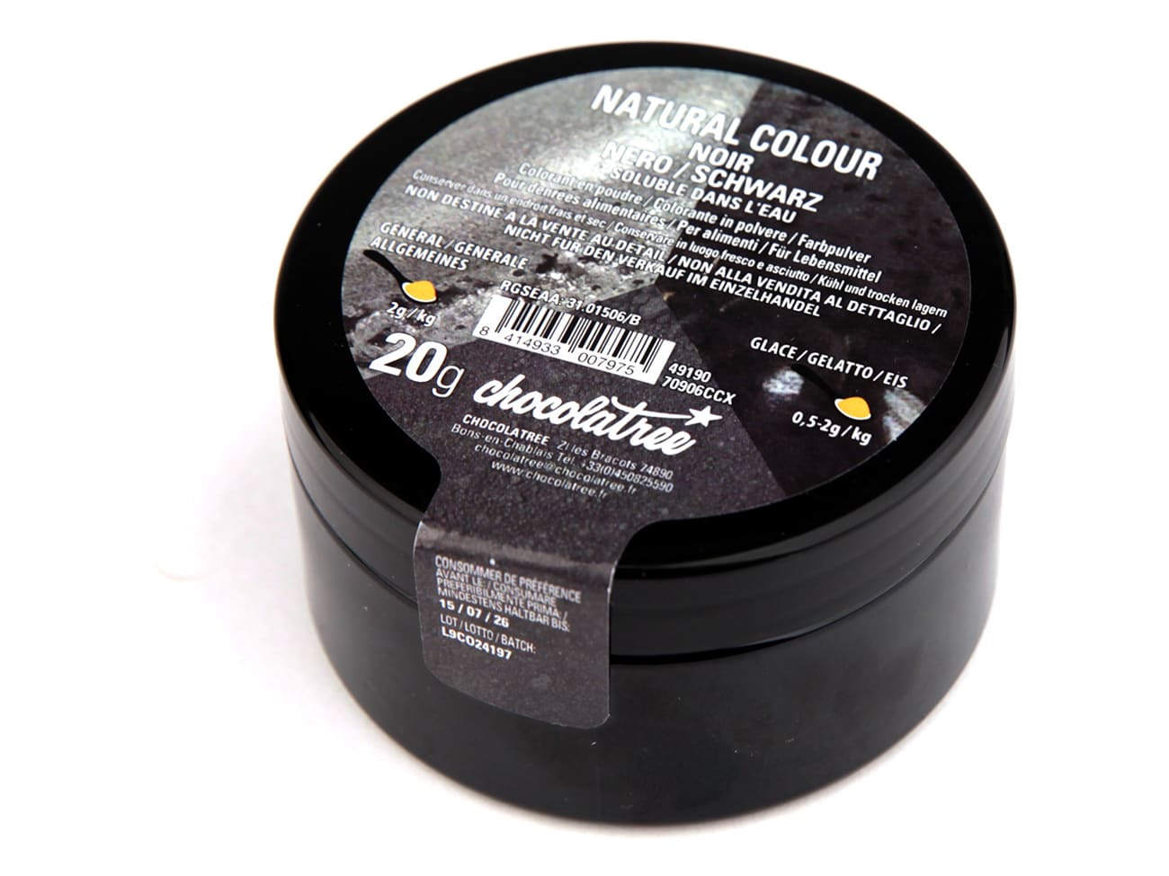 Colorant naturel noir en poudre - hydrosoluble - 20 g - Chocolatree