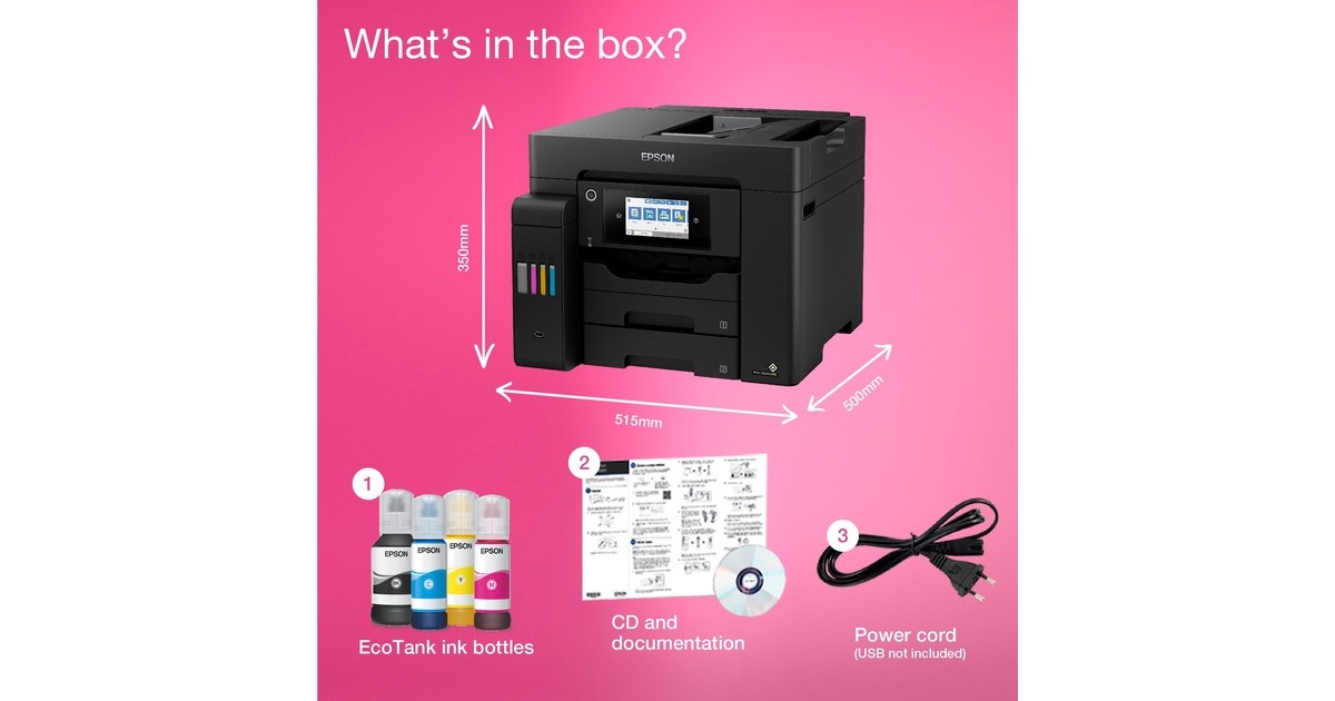 EpsonEcoTank ET-5850 all-in-one inkjetprinter met faxfunctie  (Zwart, Scannen, Kopiëren, Faxen, LAN, Wi-Fi)