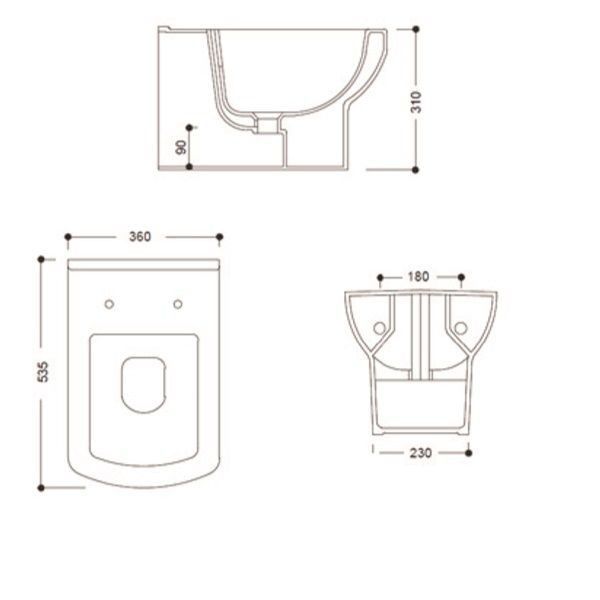 Badstuber Nero wand toilet inclusief toiletzitting