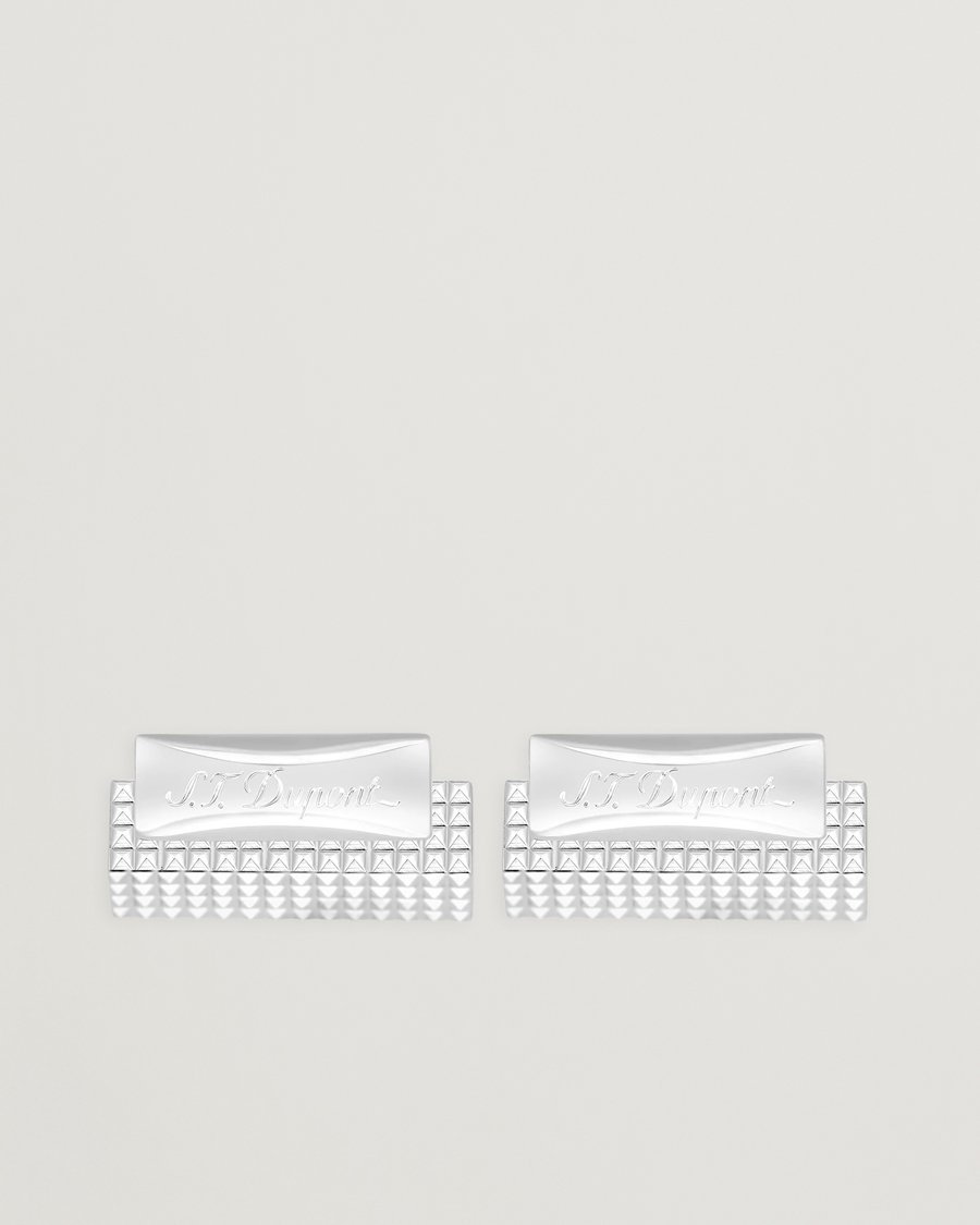 S.T. Dupont Cufflink Rectangle Diamond Head Silver