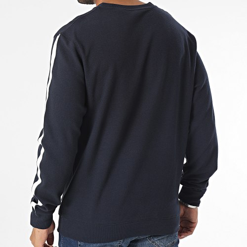 Sweat Crewneck A Bandes 3009 Bleu Marine