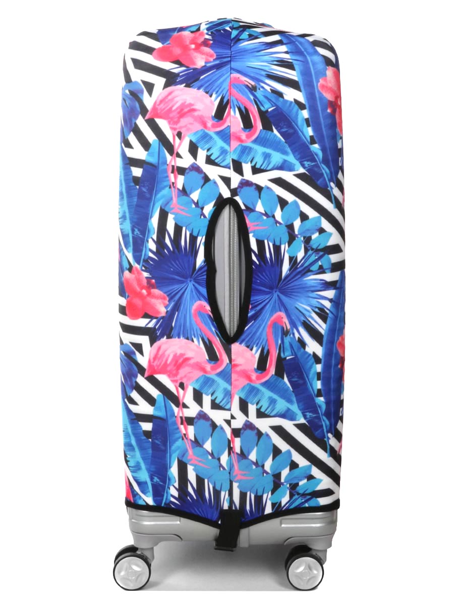 Housse de valise Periea Black & White Stripes with Flamingos L