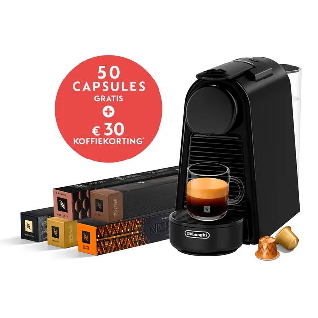 De'Longhi Mini Black Nespresso Essenza EN85.B - 50 Capsules + 30€ Koffiekorting