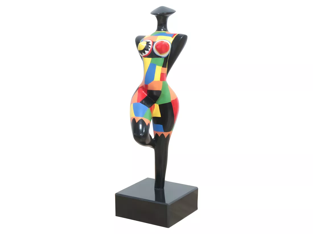 Statue silhouette femme debout avec formes multicolores H34 cm - SHAPE