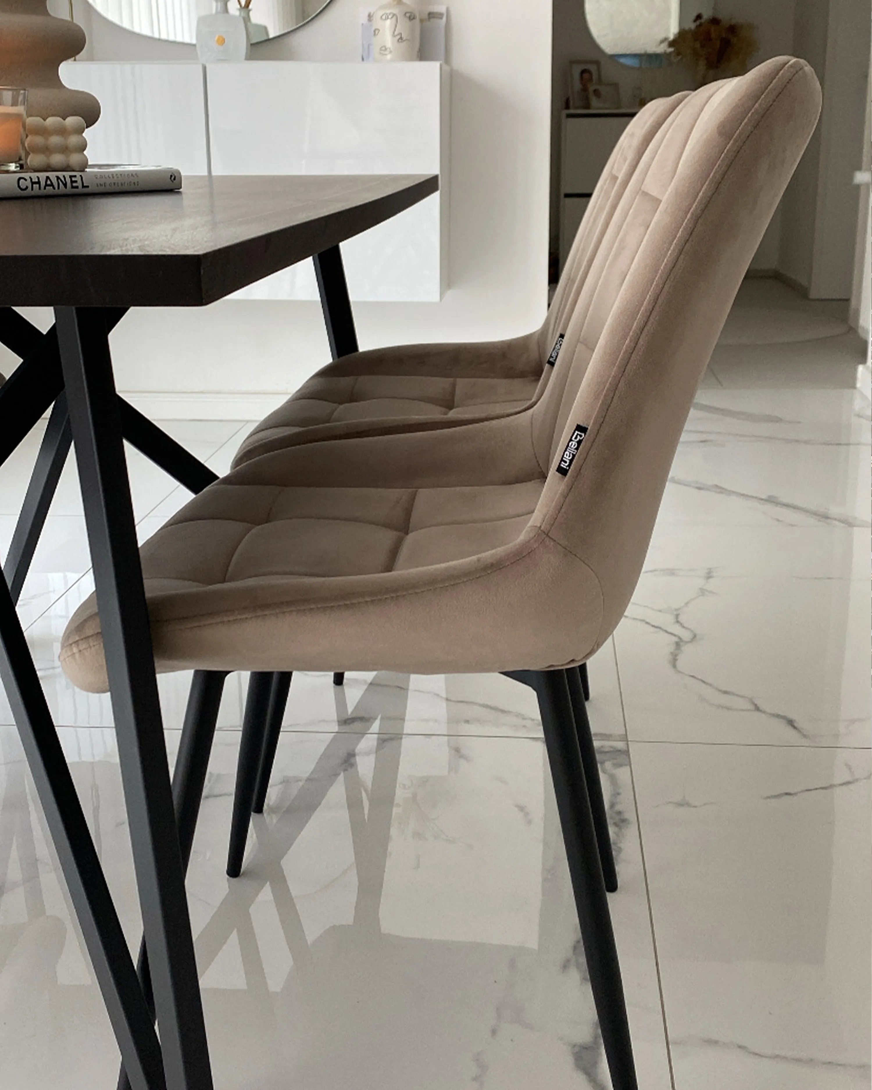 Set van 2 eetkamerstoelen MELROSE Fluweel Taupe