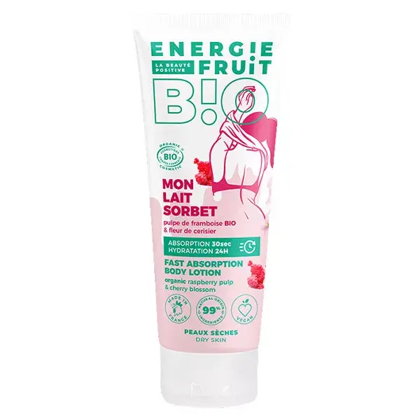 Sorvete Corporal de Leite Energético com Flor de Cerejeira e Polpa Orgânica de Framboesa 200ml
