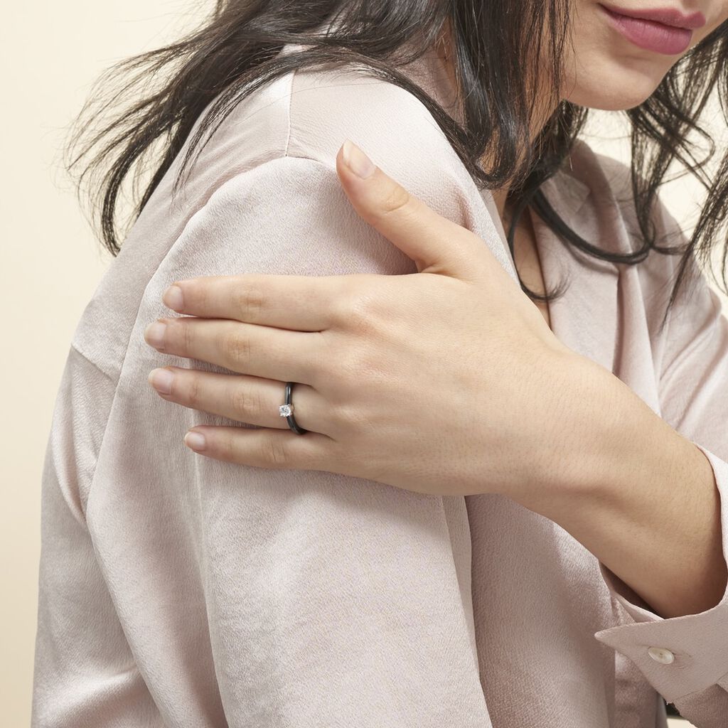 Bague Solitaire Nigelia Argent Blanc Oxyde De Zirconium