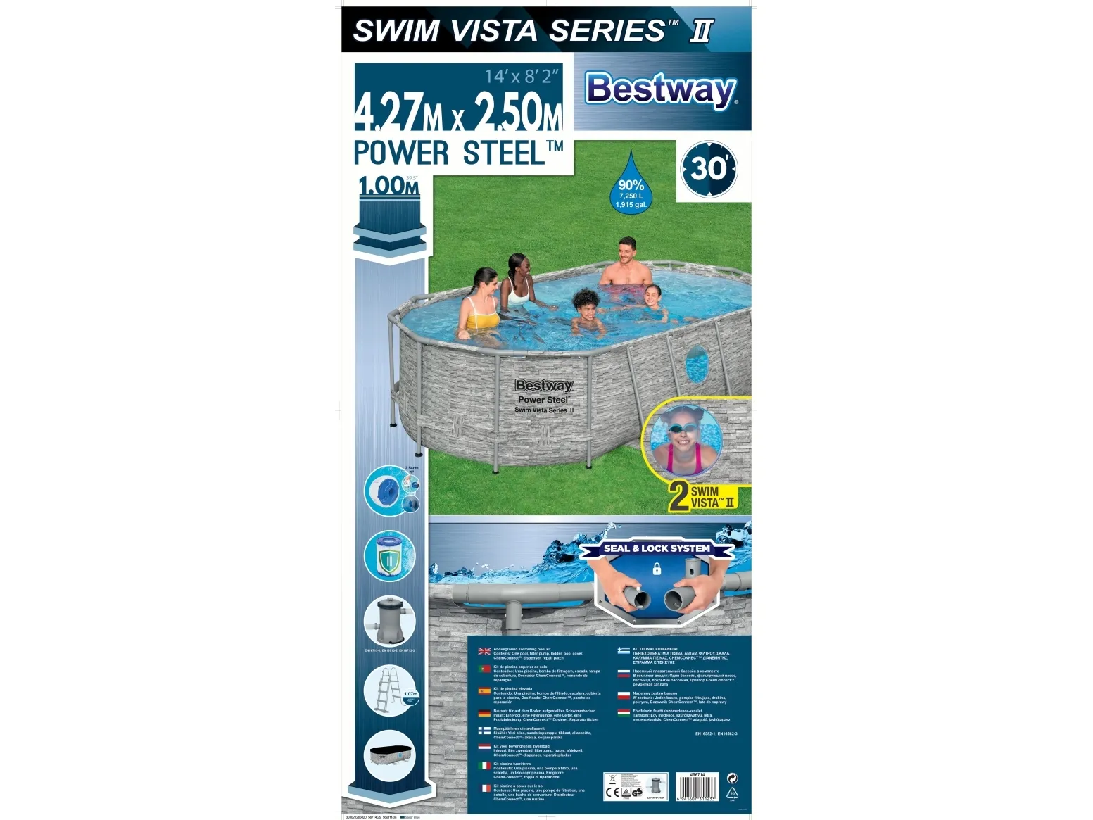 Bestway Power Steel Swim Vista II 427 x 250 x 100 cm - Ny Model!