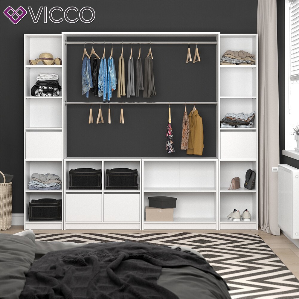 Vicco Kleiderschrank GUEST - Kommode Schrank viergeteilt Sideboard Regal