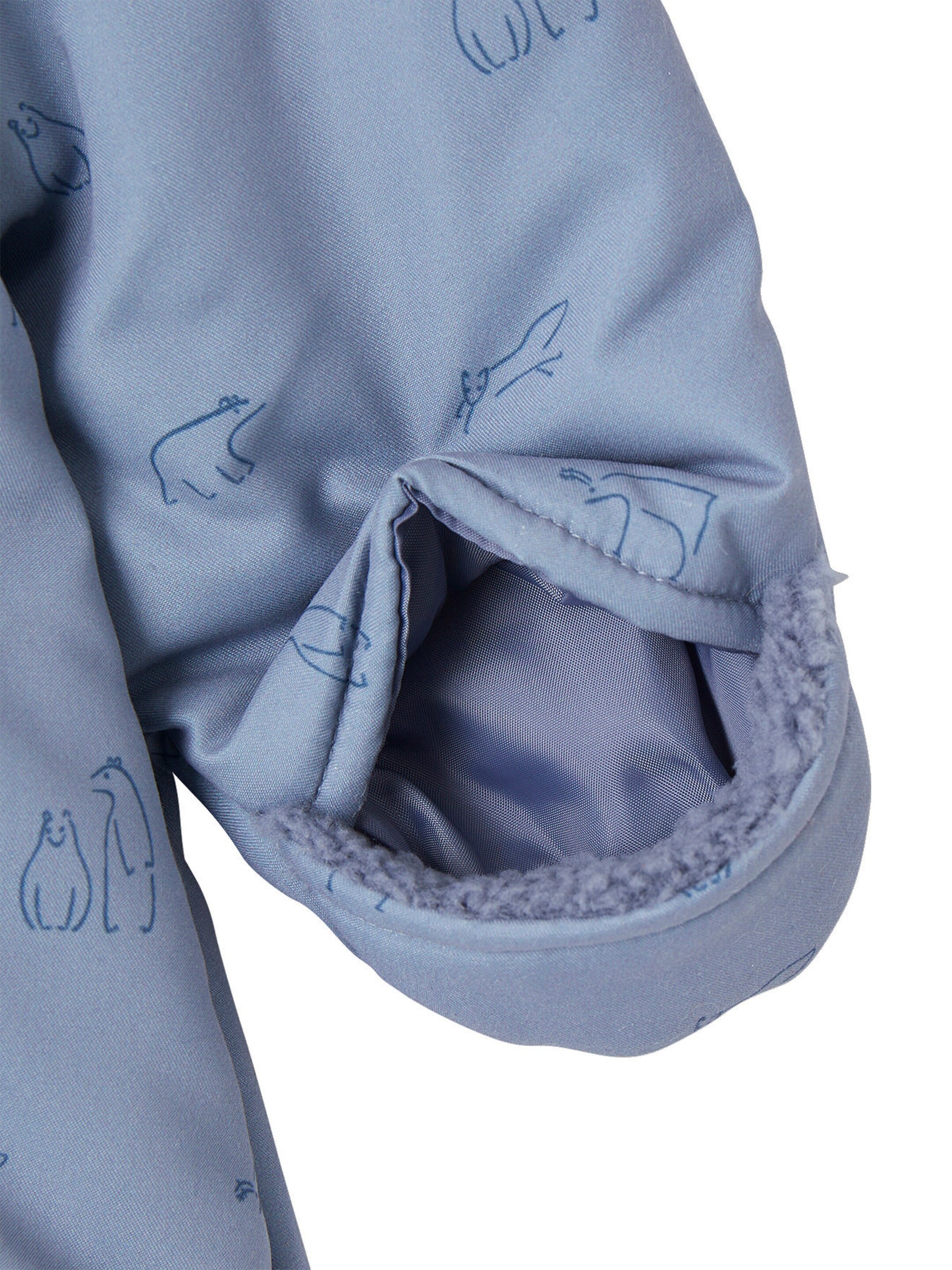 Vertbaudet Baby Winter-Overall mit Teddyprint und Recycling-Material blau