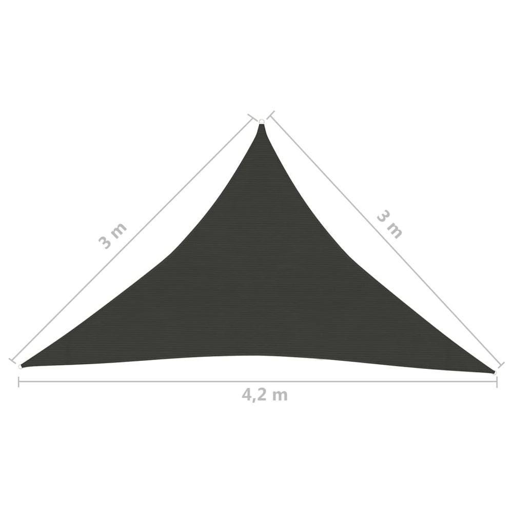 Voile toile d'ombrage parasol 160 g/m² 3 x 3 x 4,2 m pehd anthracite