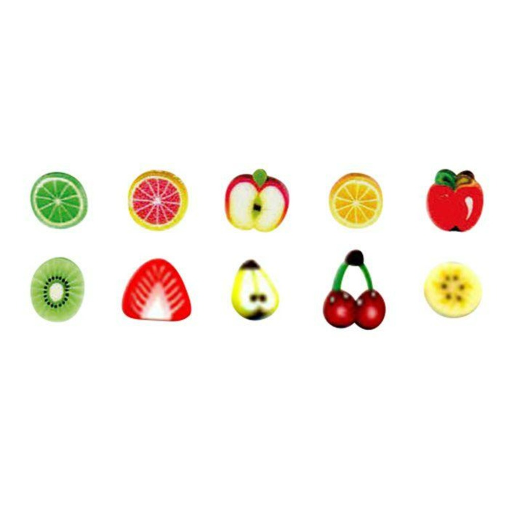10 mini canes pâte polymère à trancher 5 x 0,5 cm - fruits
