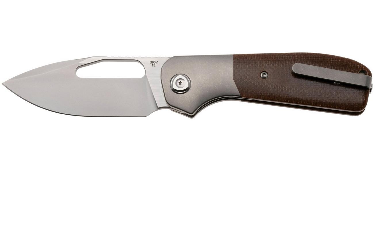 Liong Mah Field Duty 3.5 Bead Blasted S90V, Burlap Micarta Titanium, zakmes