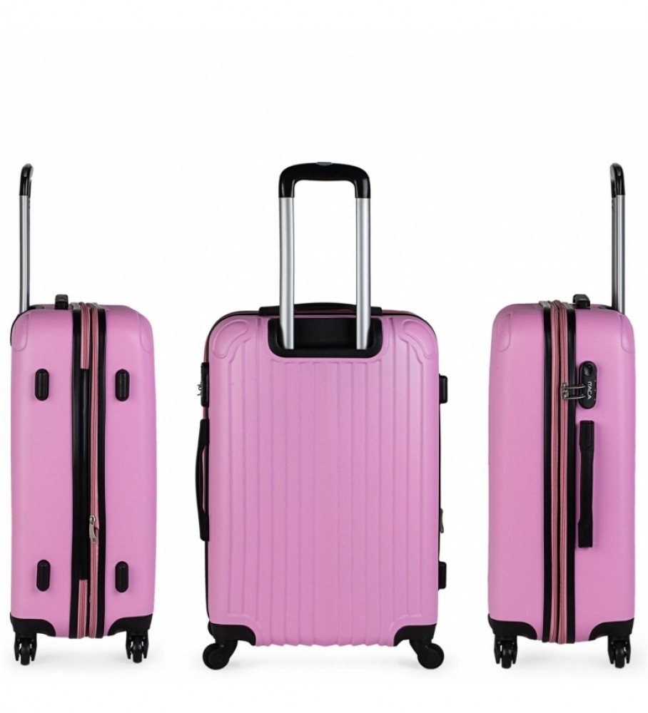Conjunto de malas rígidas de viagem com 4 rodas ITACA T71500 rosa - 55 x 38 x 20 cm -