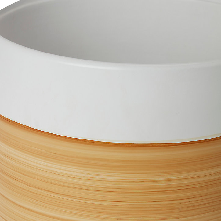 Pot rond céramique décor bois ø19 cm