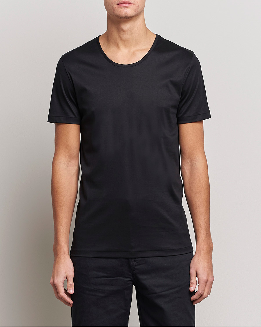 Zimmerli of Switzerland Sea Island Cotton Crew Neck T-Shirt Black