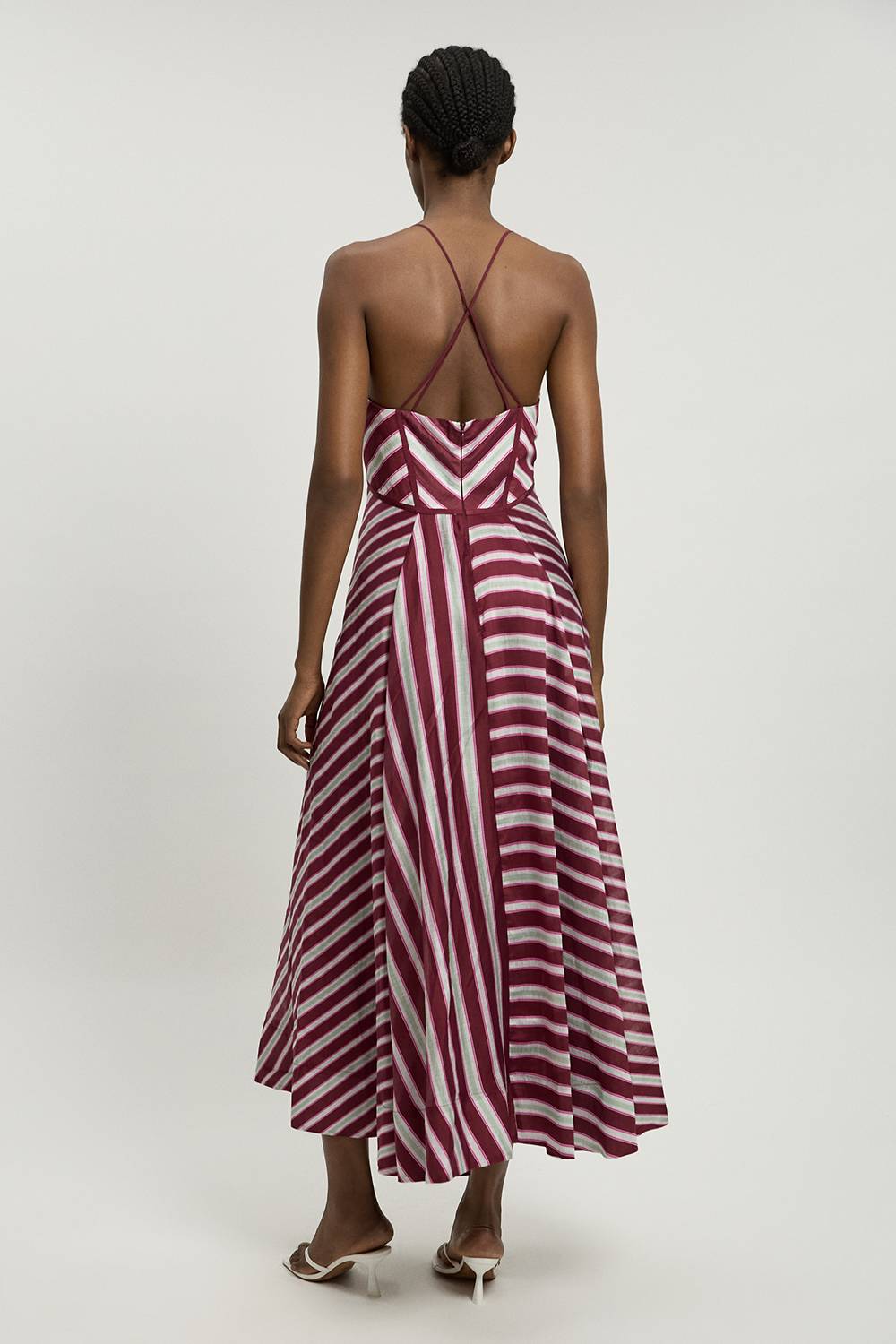 KarenMillen Robe Midi Tissée À Rayures Et Bretelles Fines