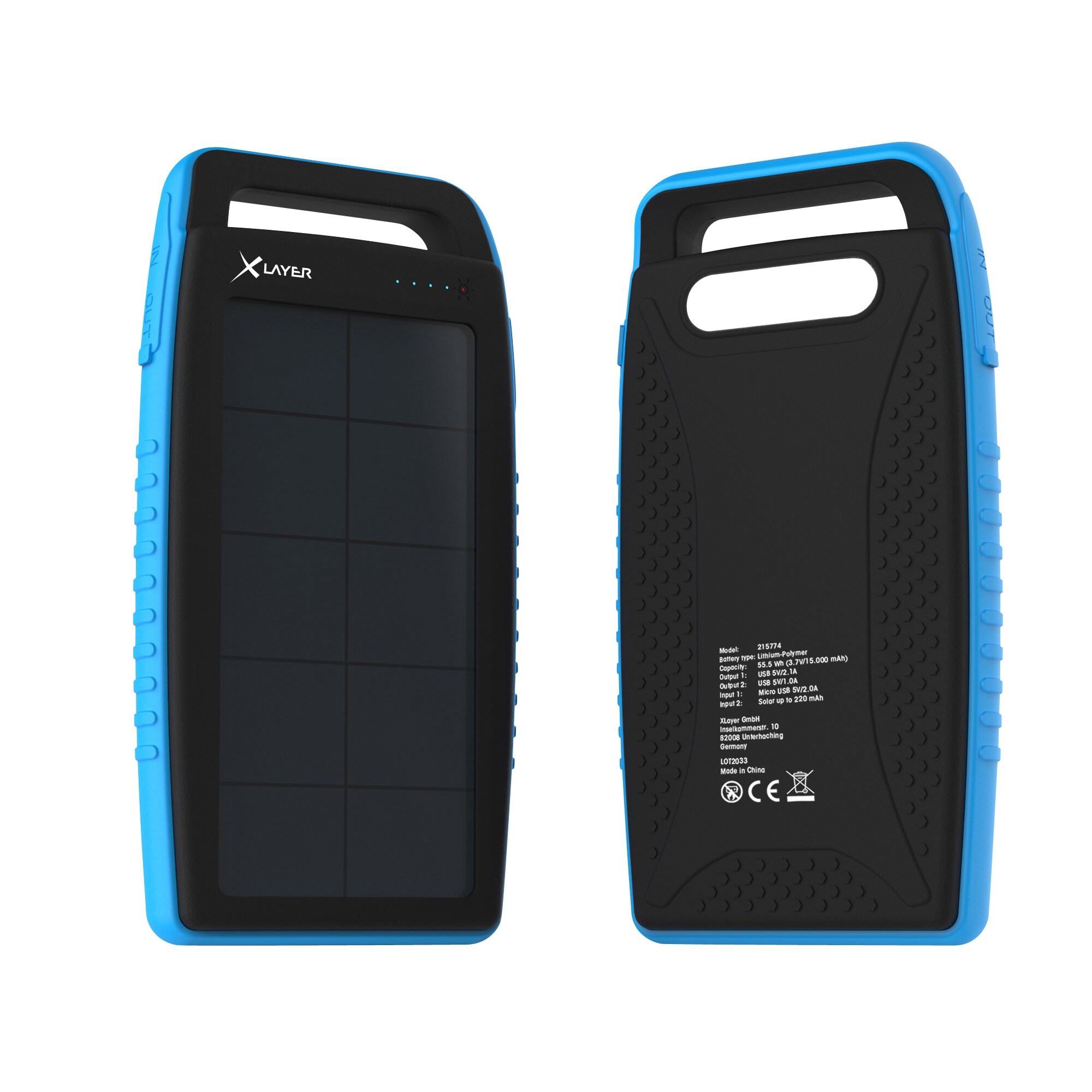 Xlayer POWERBANKS Solar Power Bank I 15000mAh I Camping I Outdoor Ladegerät
