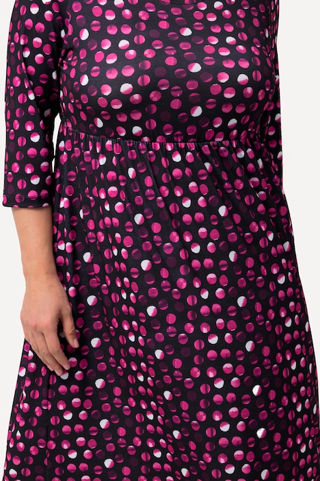 Jerseykleid, Punkte, A-Linie, Rundhals, 3/4-Arm