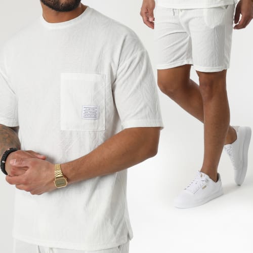 Ensemble Tee Shirt Poche Poitrine Et Short Jogging PP6001-6002 Beige Clair