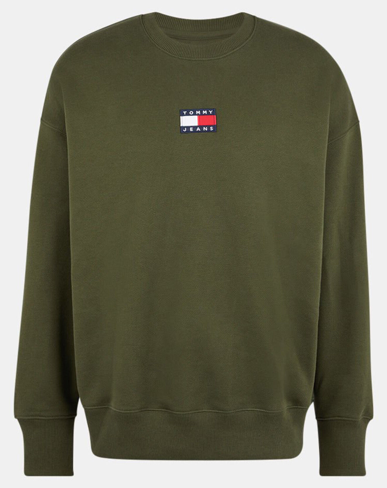 Tommy Jeans Sweat 100% Coton Bio Tjm Tommy Badge Crew kaki