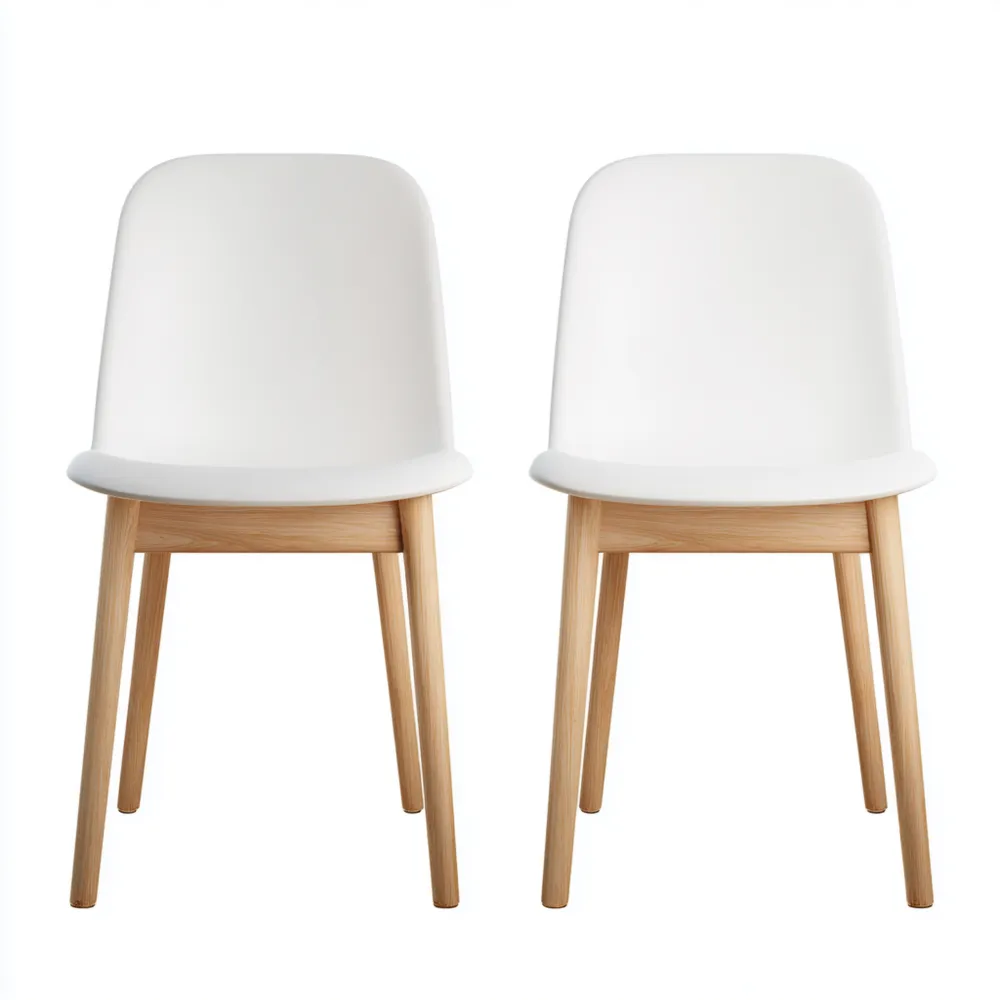 Esszimmerstuhl Set 2er - Weiß Kunststoff 45x50x85 cm - Skandinavisches
