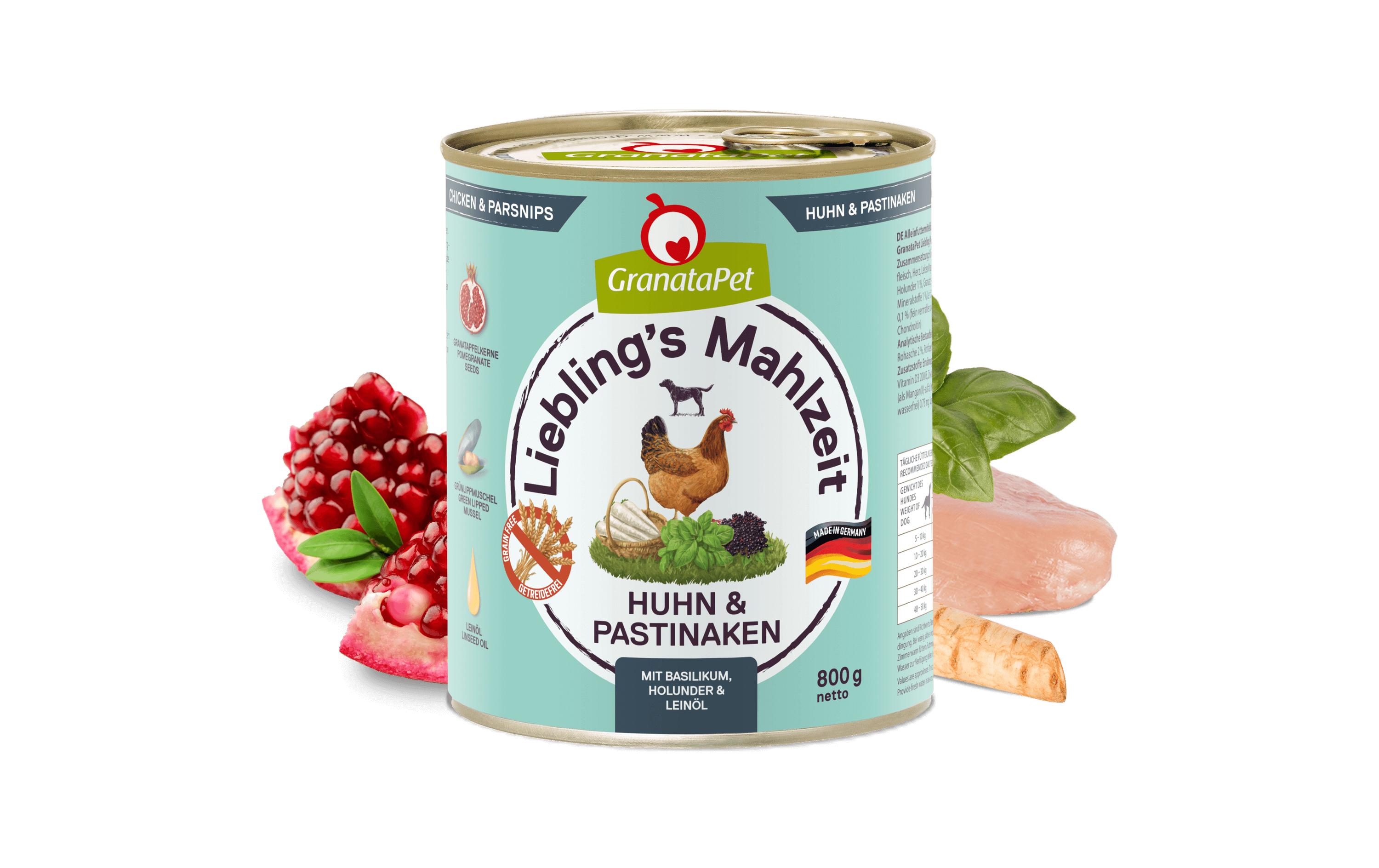 Nassfutter Liebling's Mahlzeit Huhn & Pastinaken 800 gAlleinfuttermittel für ausgewachsene Hunde