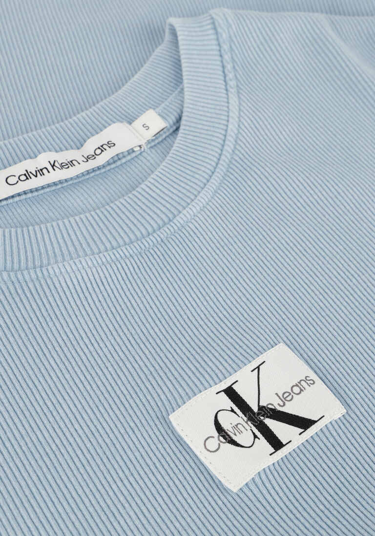 CALVIN KLEIN lichtblauwe calvin klein t-shirt label washed rib slim tee