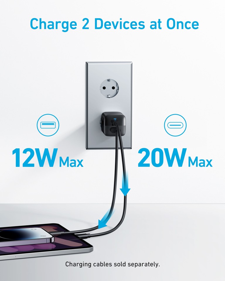 Anker - 323 Oplader - 33W 1A/1C - Sort
