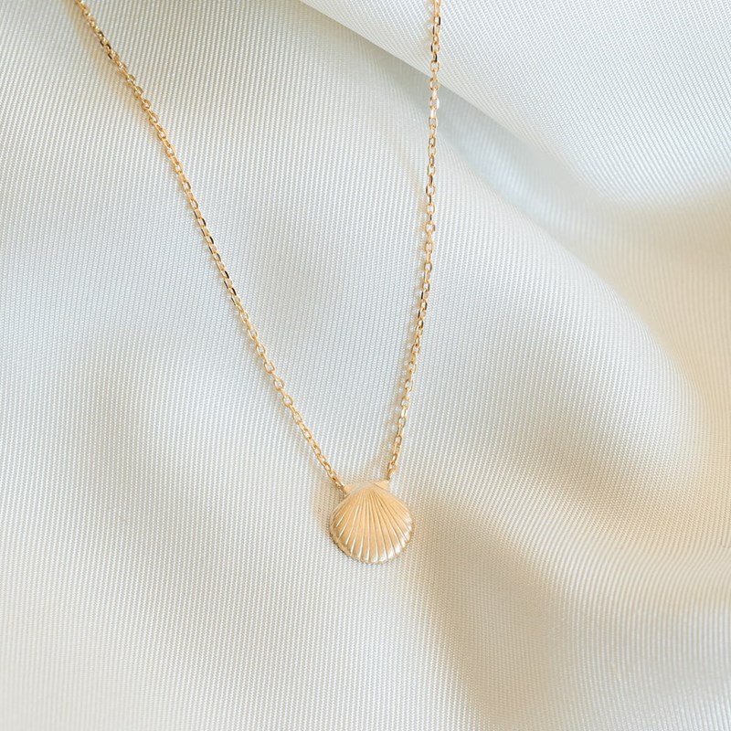 Collier Fin Coquillage Plaqué Or Saint Jacques Plage