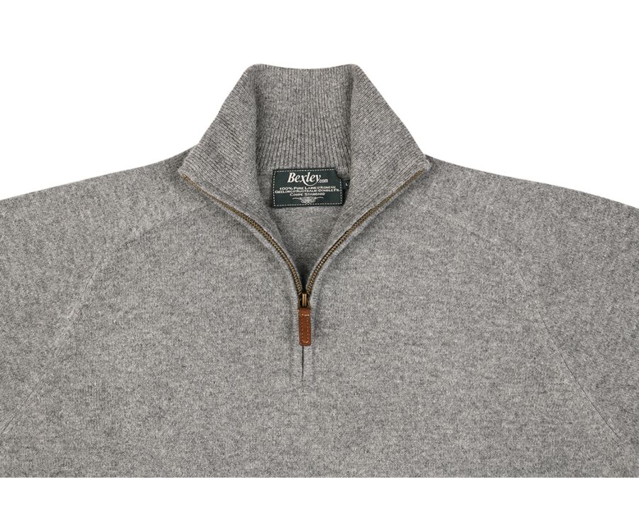 Pull col zippé homme laine Gris Chiné - KENNETH