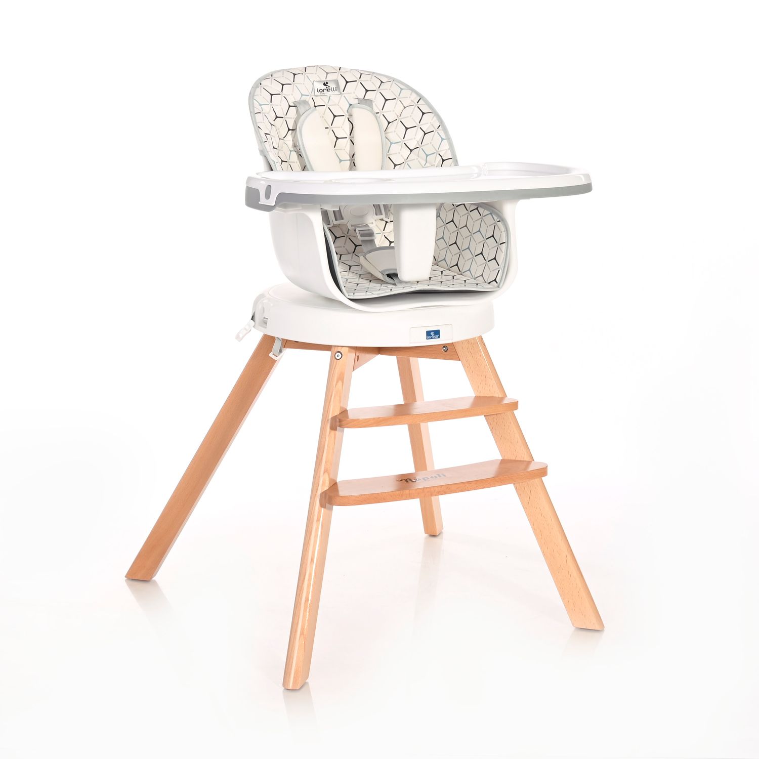 Lorelli Hochstuhl Napoli 3 in 1 Kinderstuhl, Sitz 360° drehbar, Höhe verstellbar grau/weiss