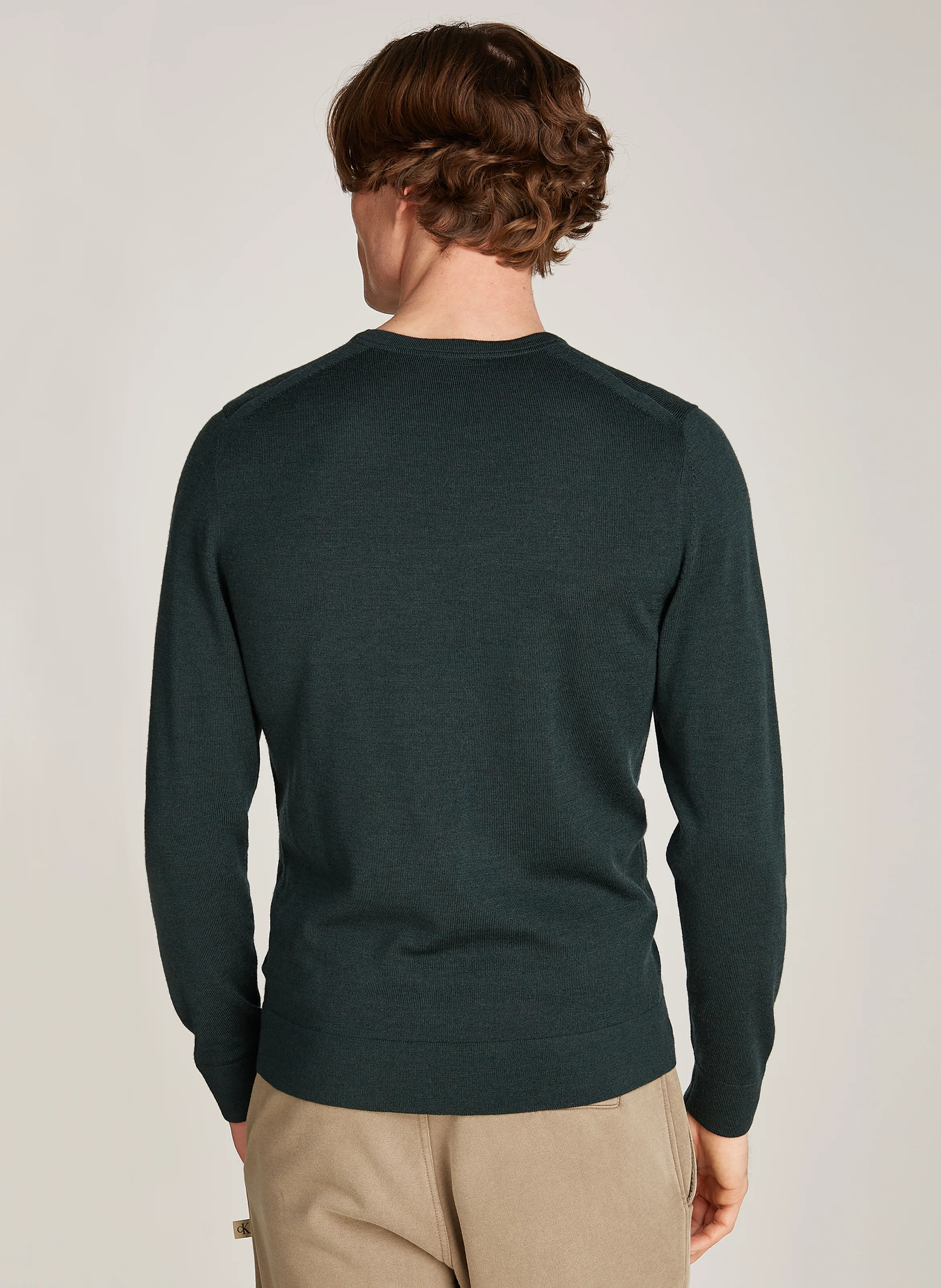 Pull col rond regular-fit en laine| Vert