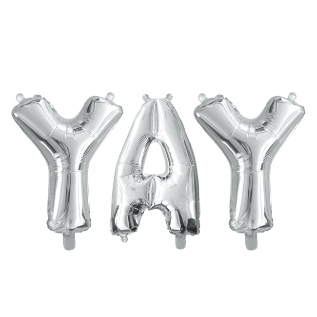 Ballonnen Letter Set Yay Zilver 41cm