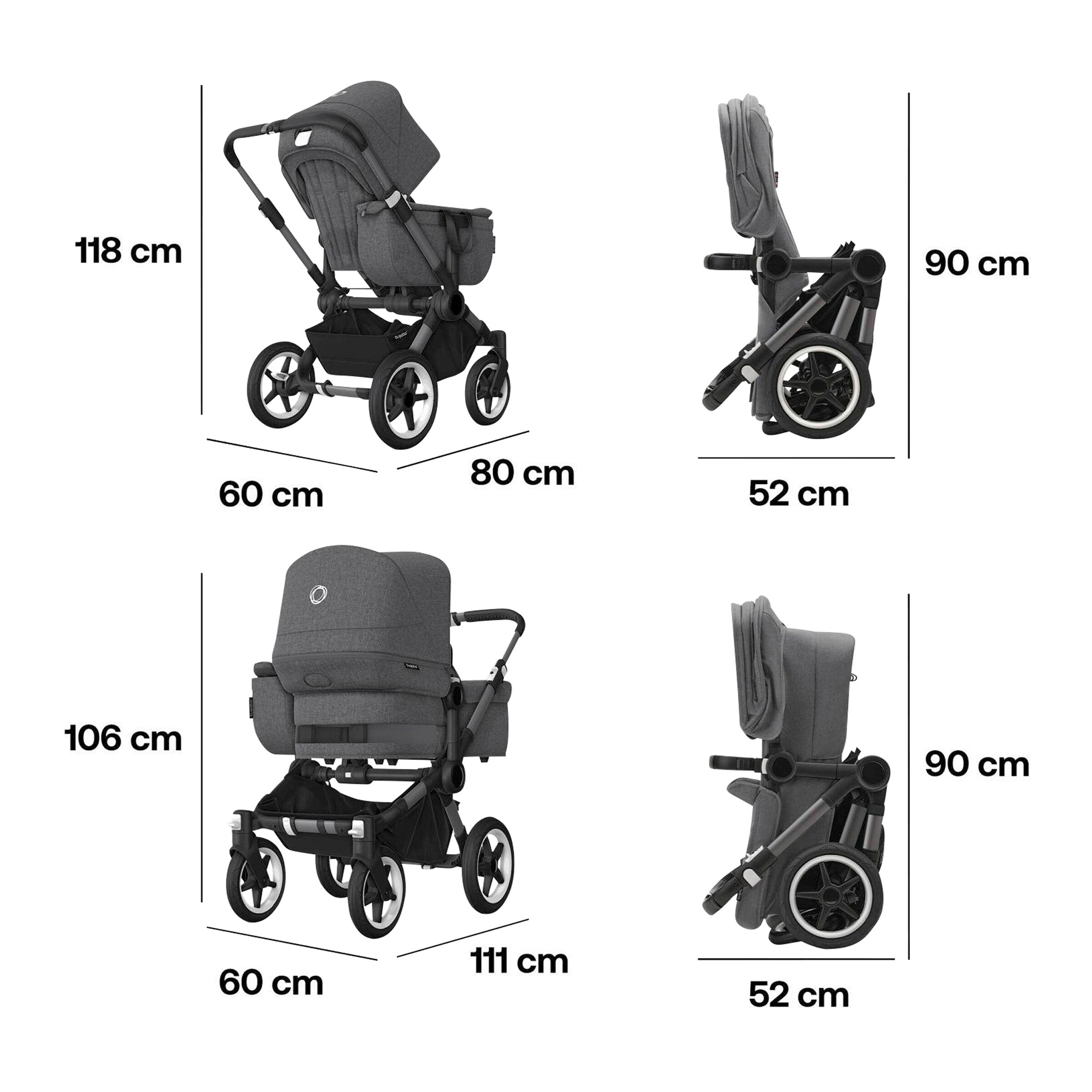 Bugaboo - DONKEY 5 Kombikinderwagen graphite / grey melange
