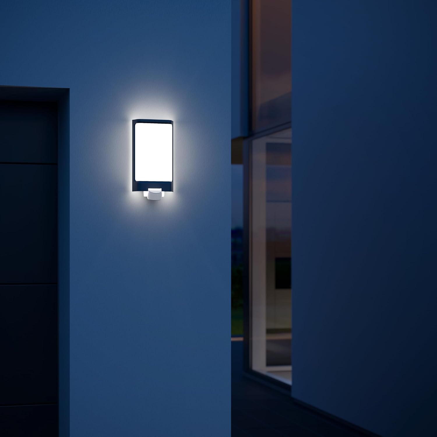 Steinel LED Außenleuchte L 240 S Edelstahl, 9.3 W LED Wandlampe, warm-weiß, 180° Bewegungsmelder, 10 m Reichweite, 8.1 x 16.5 x 30.5 cm