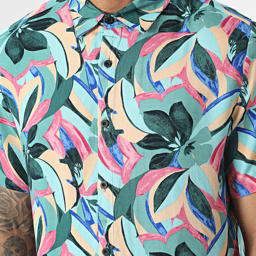 Chemise Manches Courtes Vert Floral