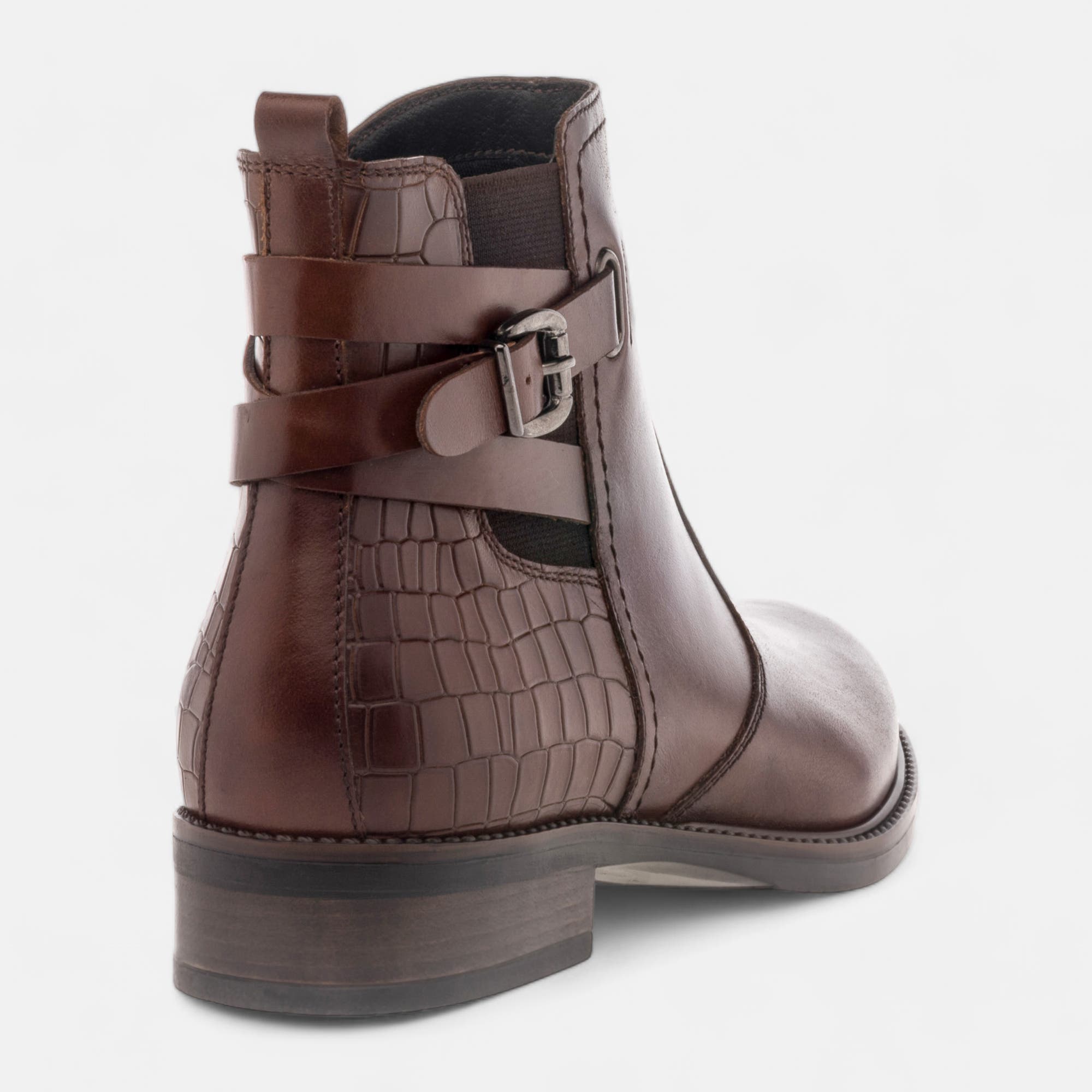 Bottines Femme en cuir cognac