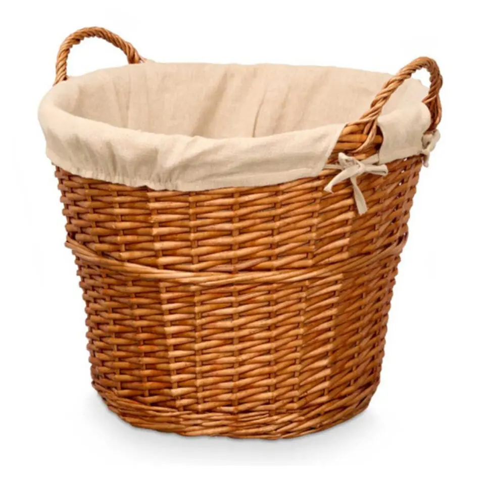 Rieten opberg mand - gevlochten riet - bruin - 51 x 45 x 28 cm