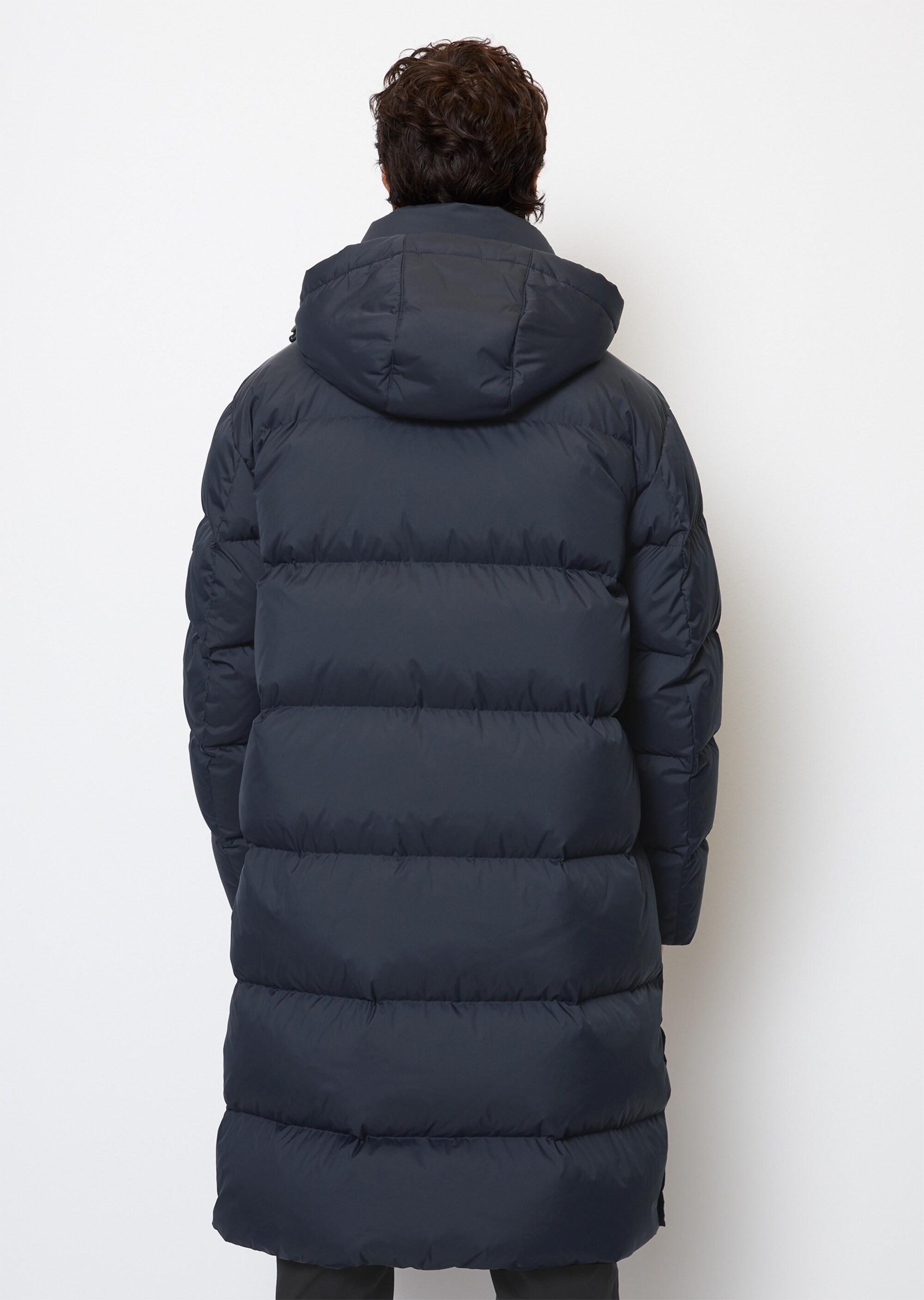 Puffer-Daunenmantel regular mit abnehmbarer Kapuze