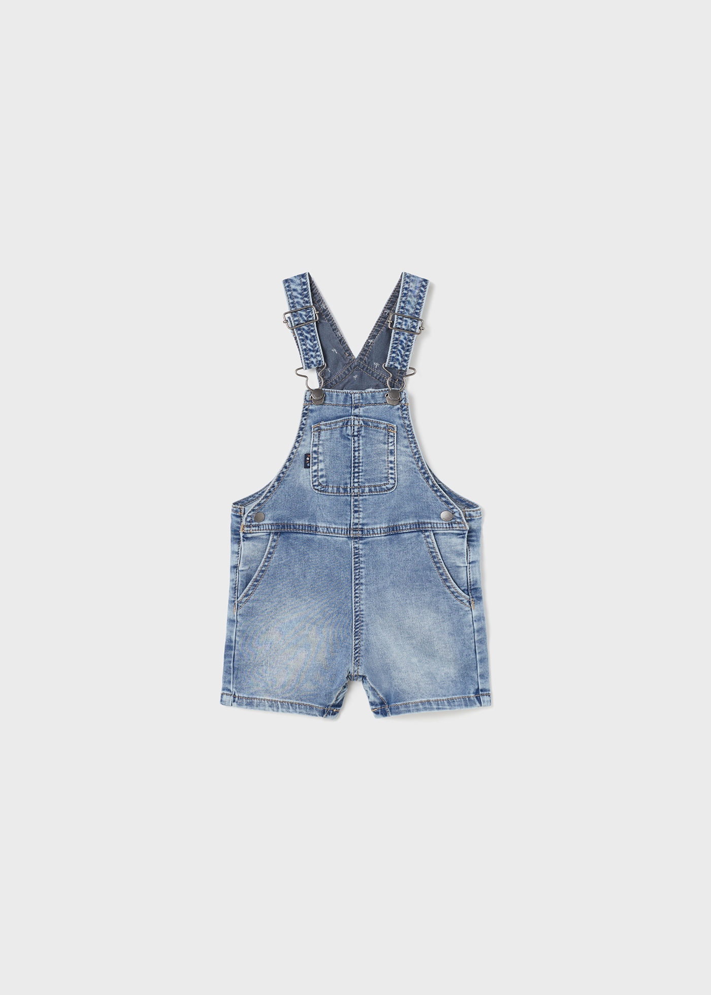 jardineiras de bebê em denim de algodão sustentável