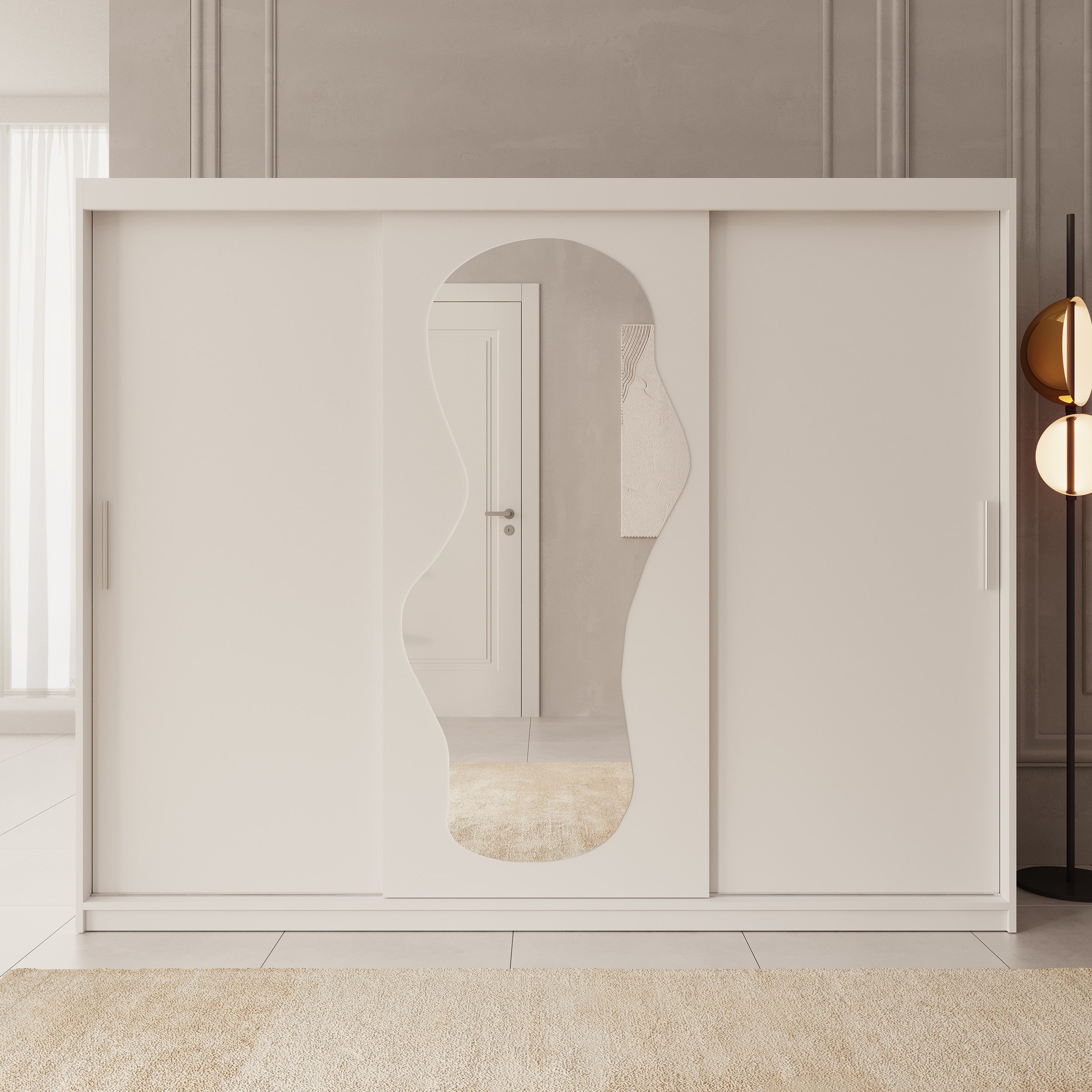 Ulysses - Kledingkast met schuifdeuren - Wit - 250x62x200 cm