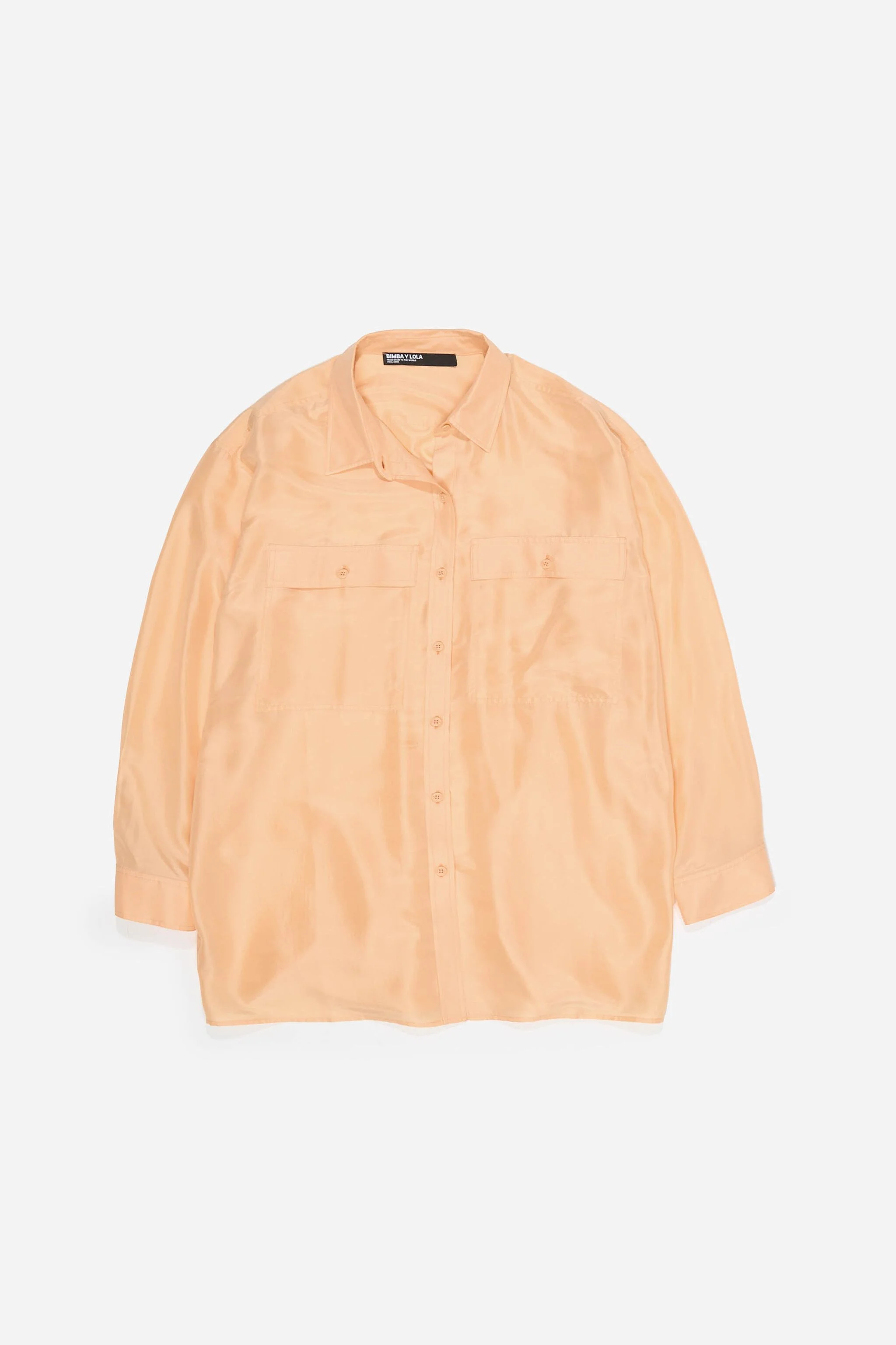Camisa oversized de seda laranja claro