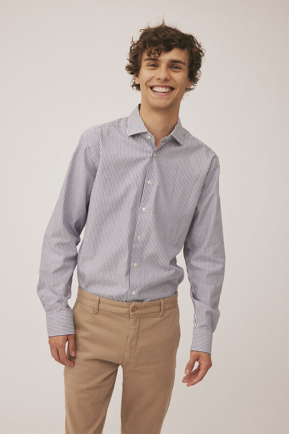 Magasin du Nord Collection Andreas easy-care shirt 1 G Navy blazer / bright white stripe